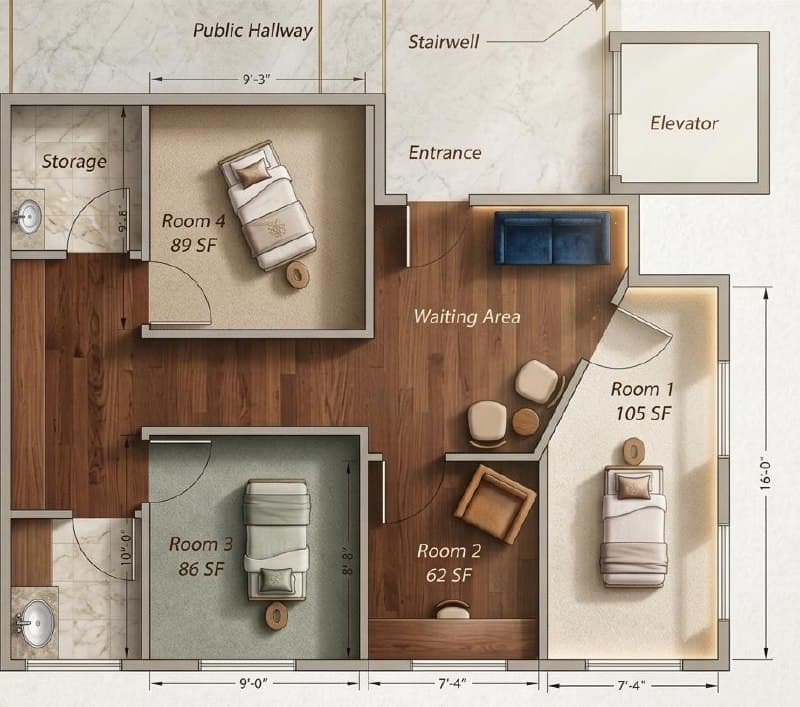 The Steady Space Floor Plan